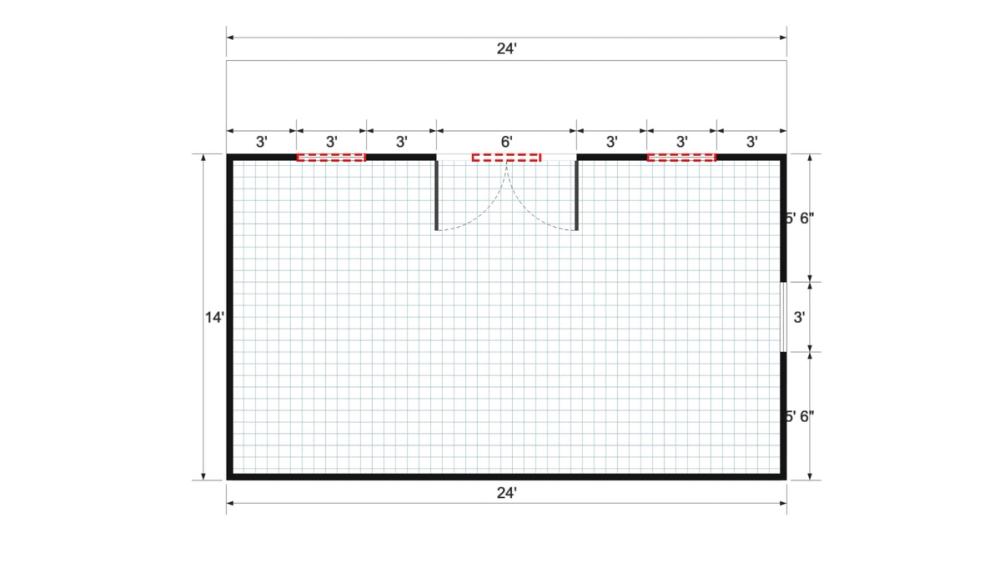 Floor plan for 18x24 Single Slope Cottage