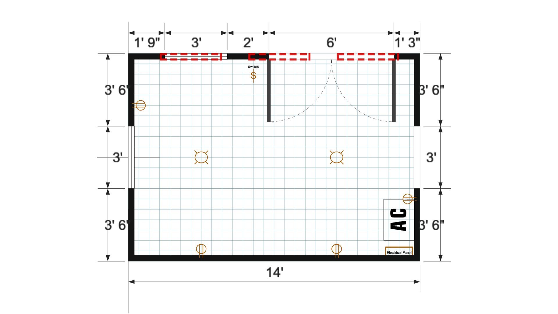 Floor plan for 10x14 Finished Single Slope