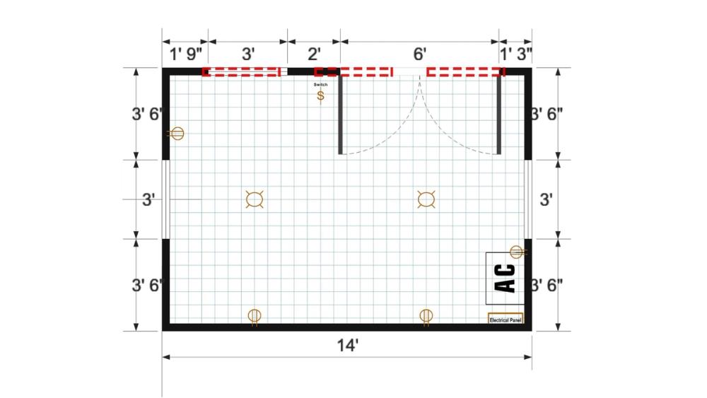 Floor plan for 10x14 Finished Single Slope