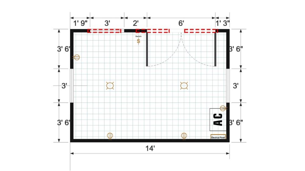 Floor plan for 10x14 Finished Single Slope