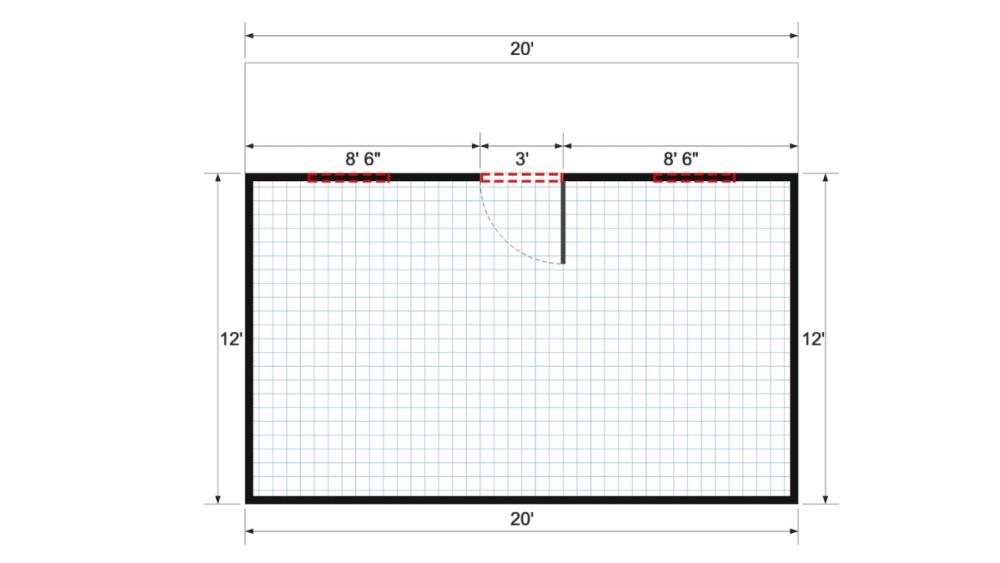 Floor plan for 16x20 Single Slope Cottage