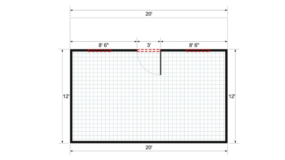 Floor plan for 16x20 Single Slope Cottage