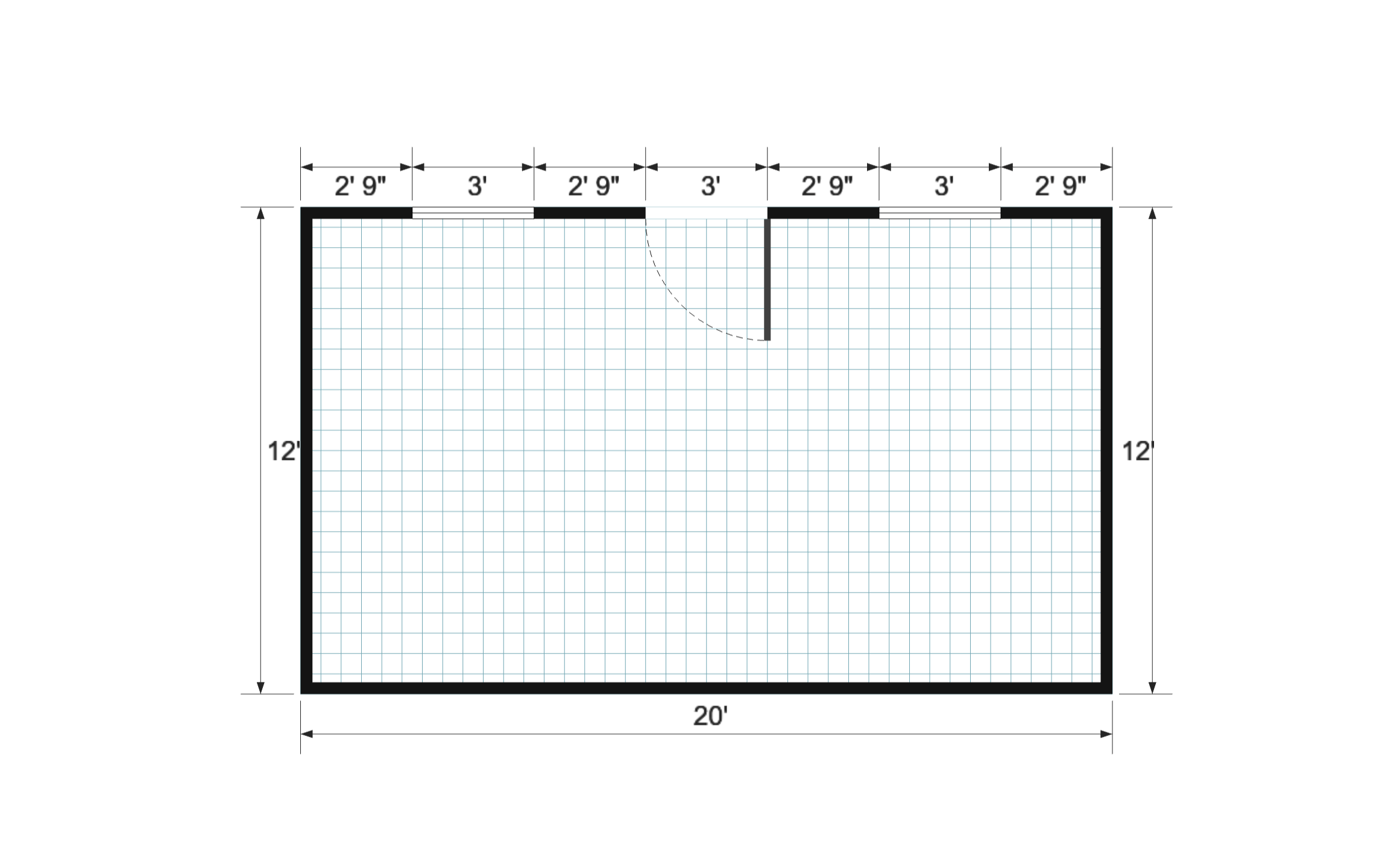 Gable Studio 12×20 floor plan