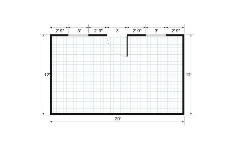 Gable Studio 12×20 floor plan