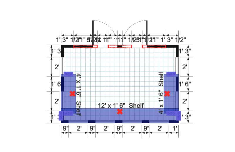 Lean-to Greenhouse 8×12 floor plan