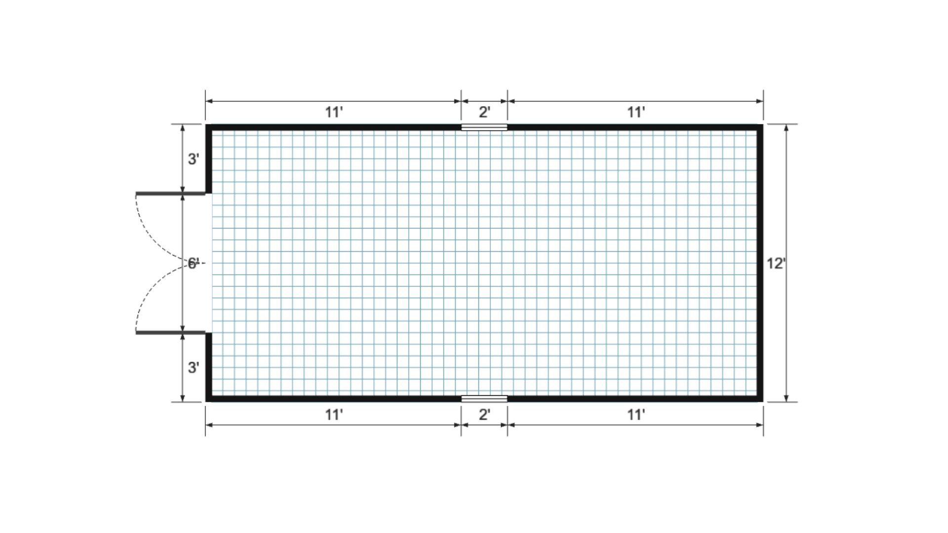 Floor plan for 12x24 Value Shed