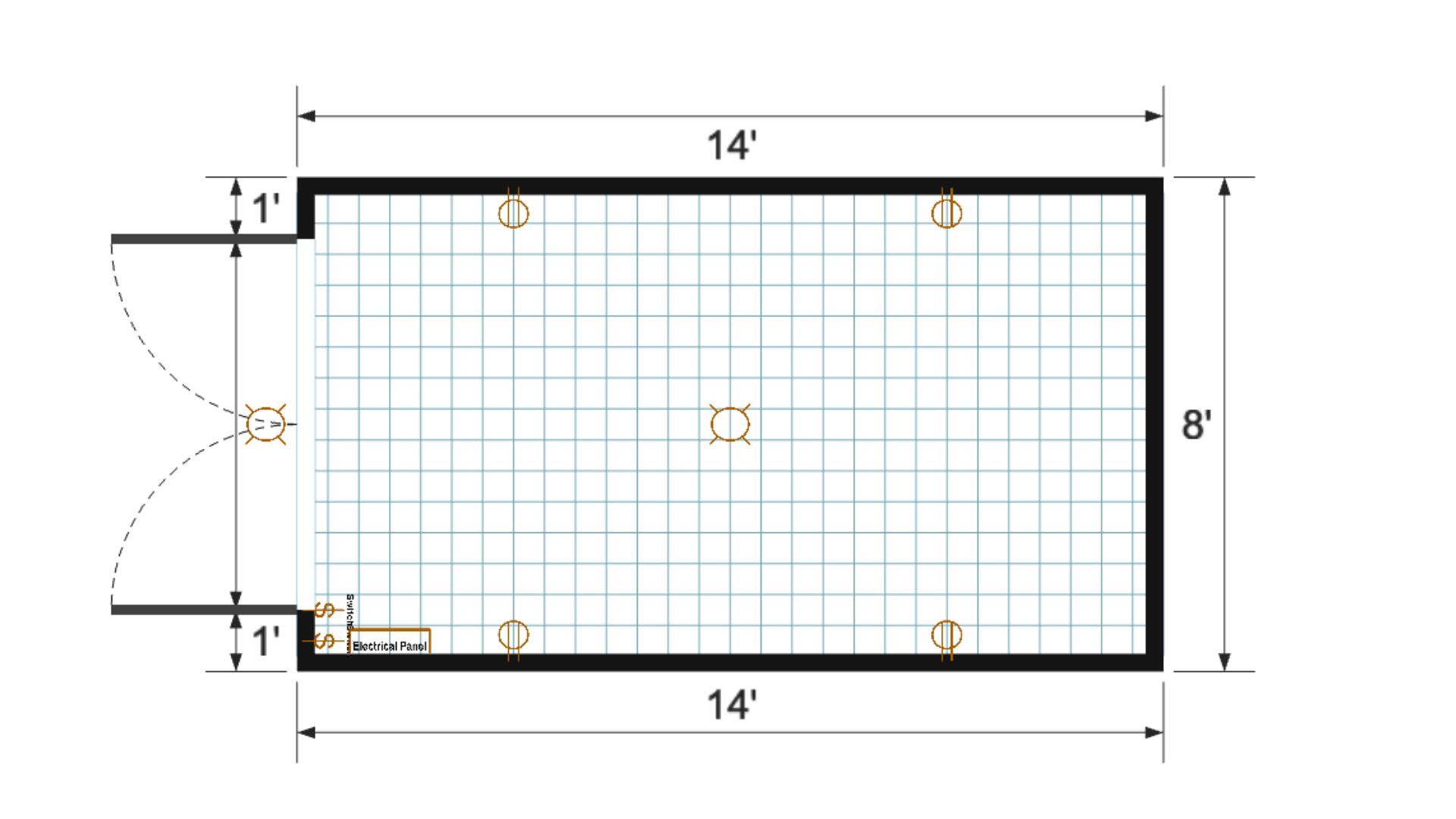 Floor plan for 8x14 Gable Shed