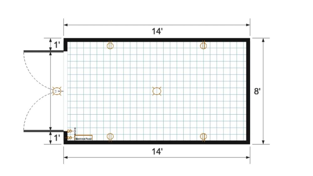 Floor plan for 8x14 Gable Shed