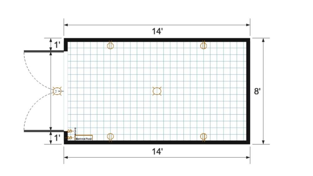 Floor plan for 8x14 Gable Shed