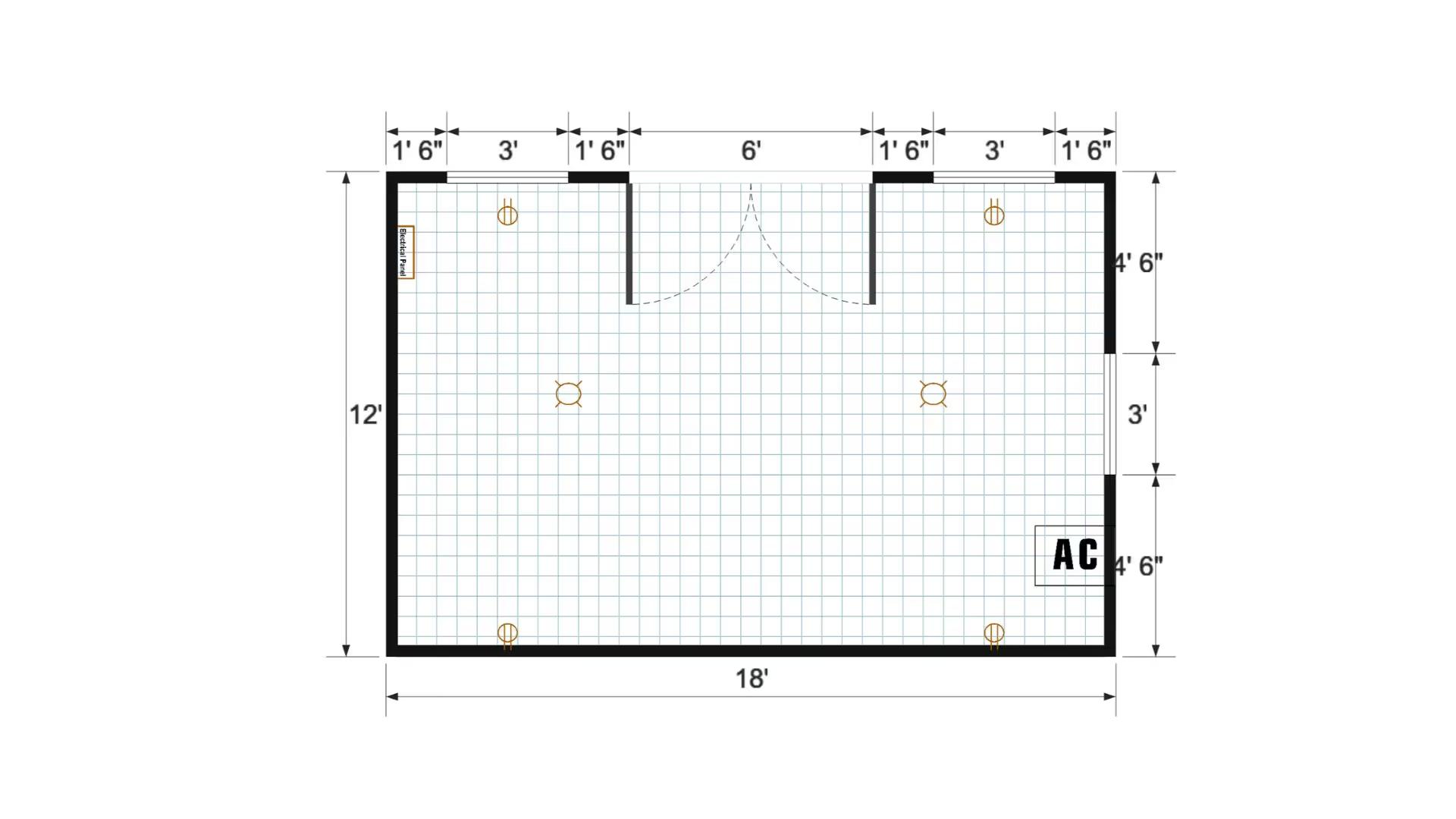 Floor plan for 12x18 Finished Gable Shed