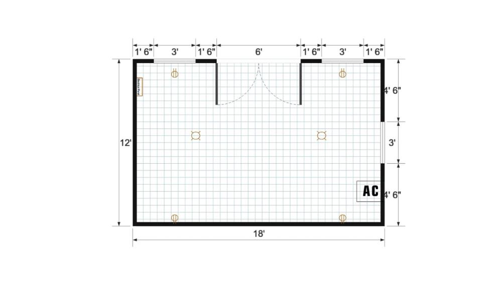 Floor plan for 12x18 Finished Gable Shed