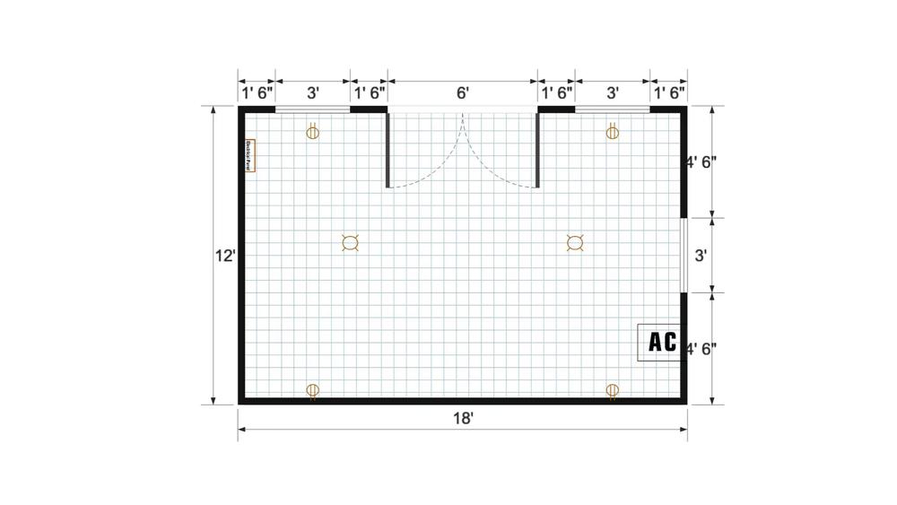 Floor plan for 12x18 Finished Gable Shed