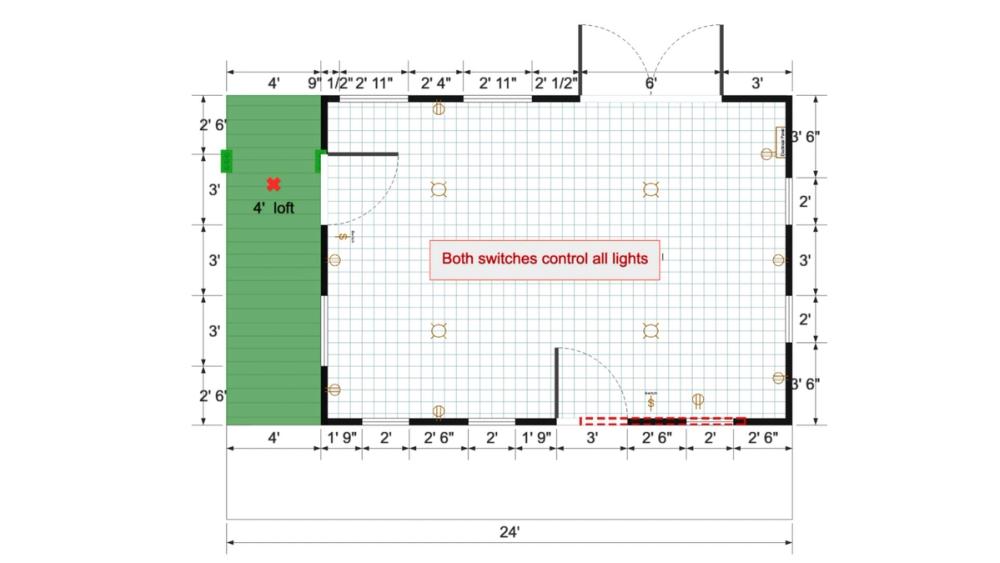 Floor plan for 18x24 Gable Cottage