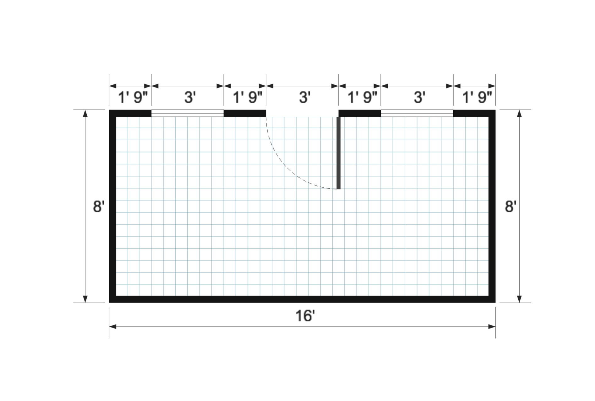 Gable Studio 8x16 floor plan