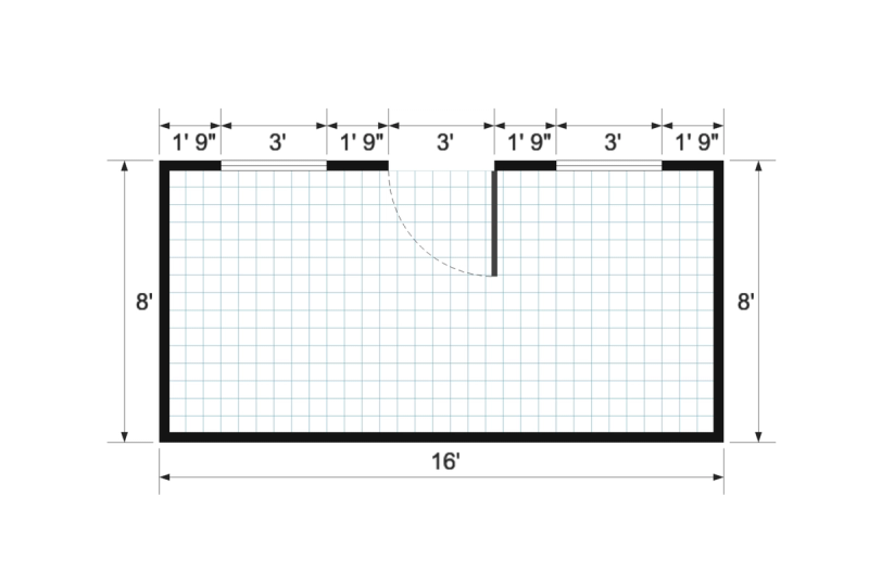 Gable Studio 8x16 floor plan