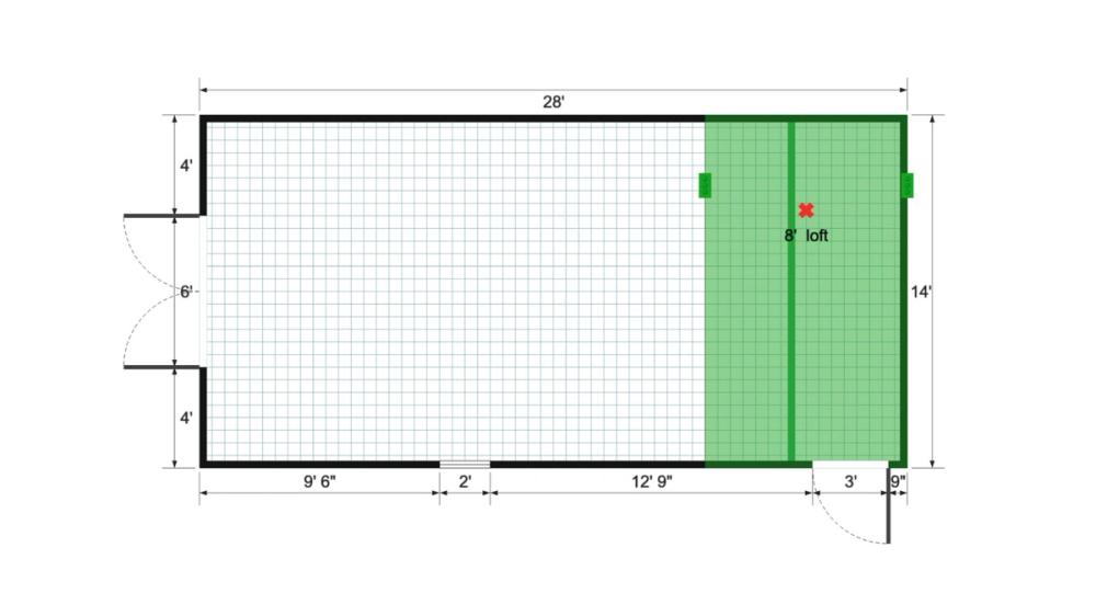 Floor plan for 14x28 Lofted Barn