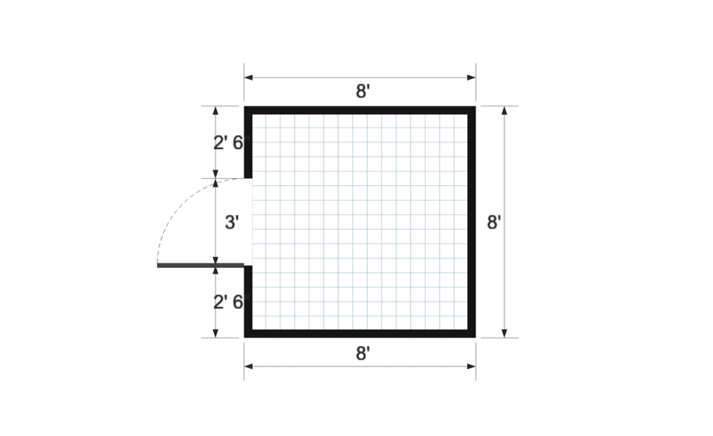Floor plan for 8x8 Mini Barn Shed in Alvarado, TX