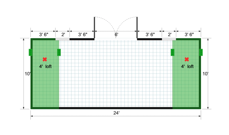 Side-Entry Premier Barn 10×24 floor plan