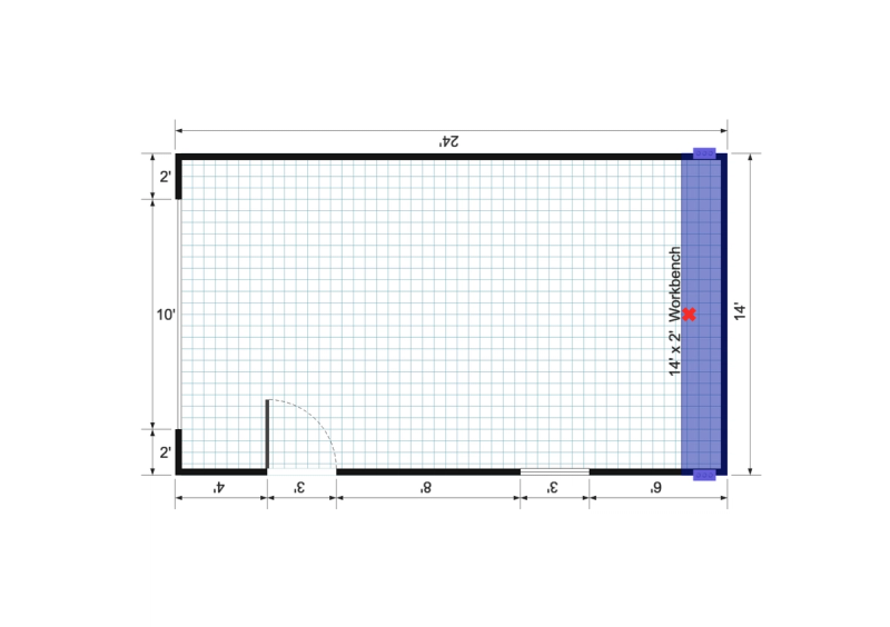 Gable Garage Shed 14×24 floor plan