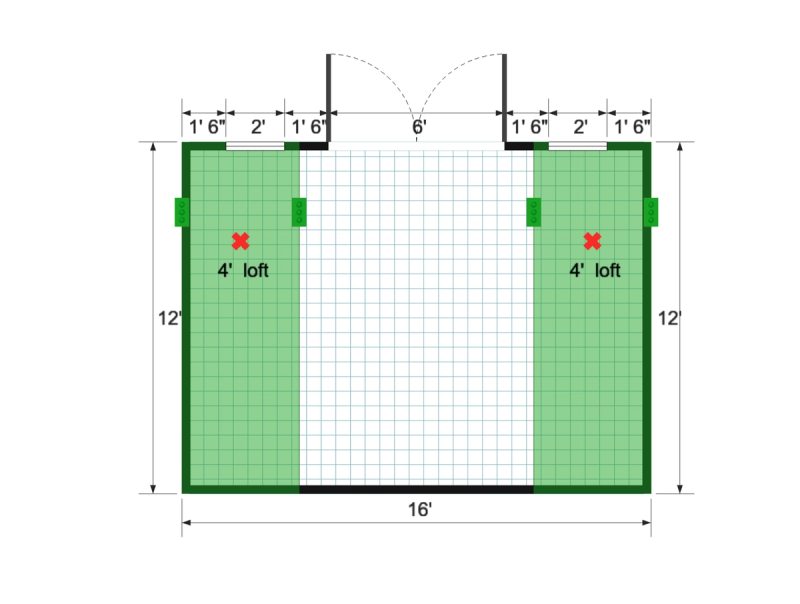 Side-Entry Premier Barn 12×16 floor plan