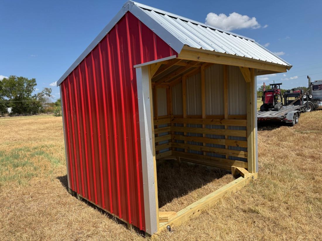8x10 Animal Shelter in Crimson Red Metal Siding — exterior