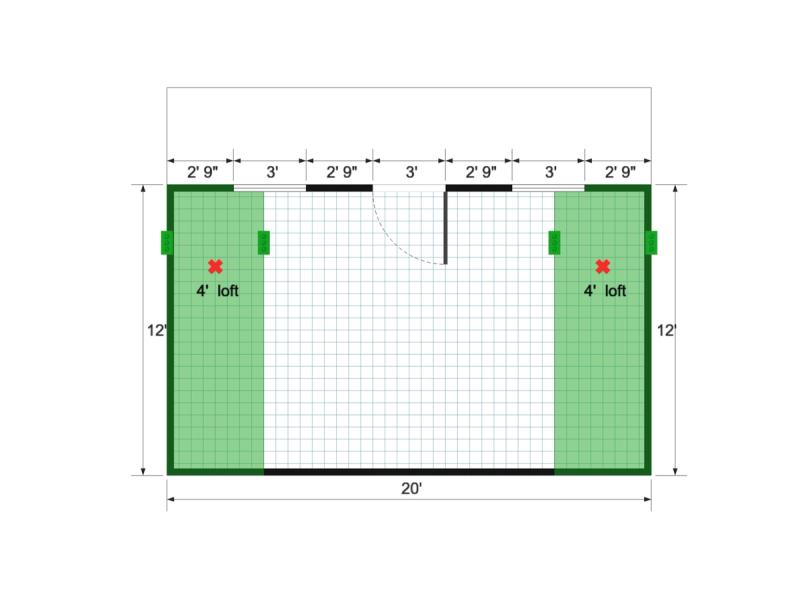 Barn Cottage 16×20 floor plan