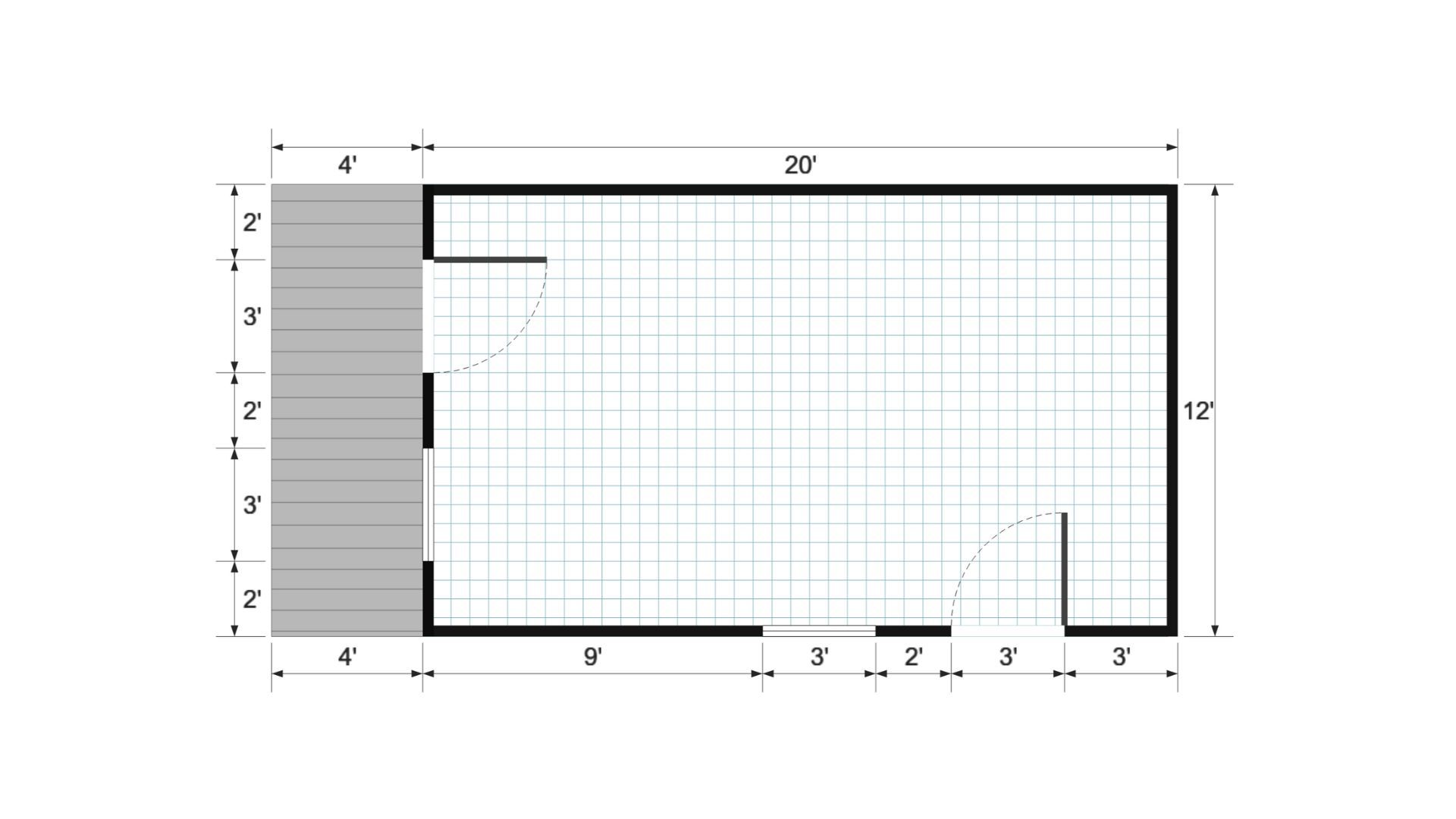 Floor plan for 12x24 Cabin Shell