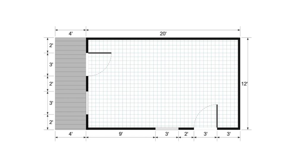 Floor plan for 12x24 Cabin Shell