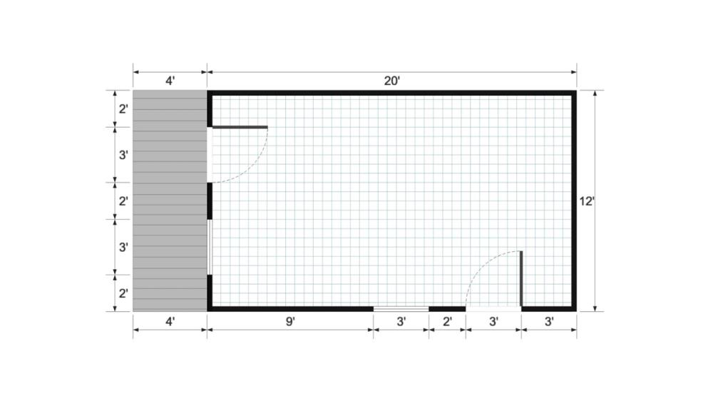 Floor plan for 12x24 Cabin Shell