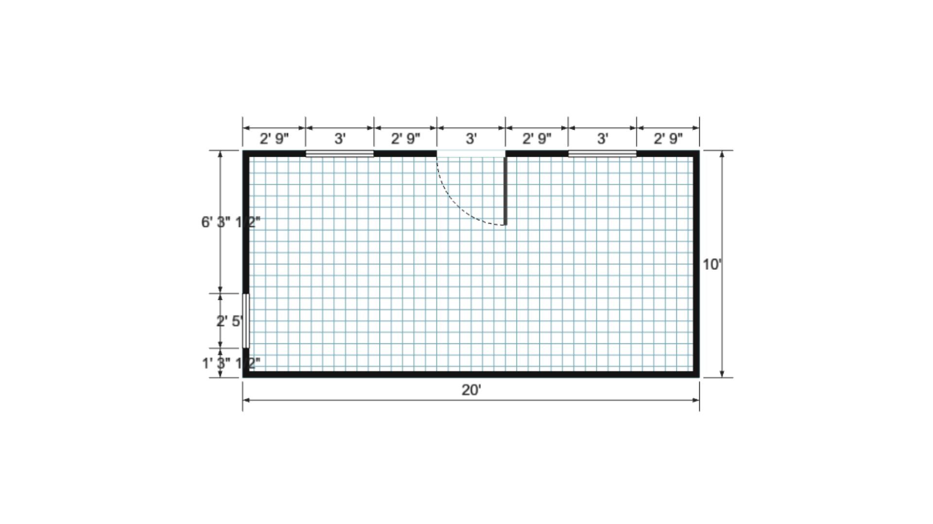 Floor plan for 10x20 Gable Shed