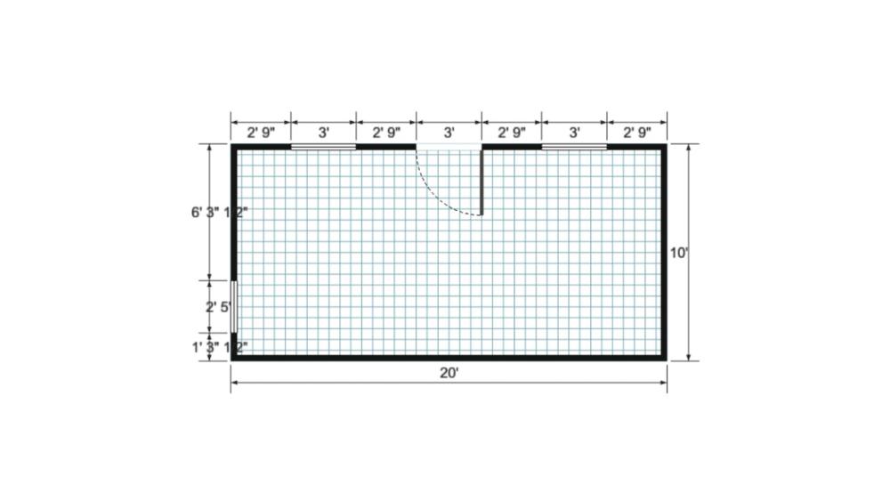 Floor plan for 10x20 Gable Shed
