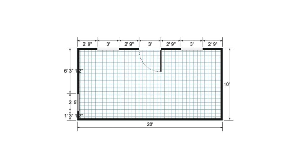 Floor plan for 10x20 Gable Shed