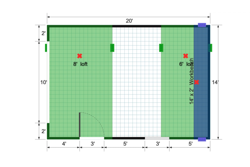 Barn Garage Shed 14×20 floor plan