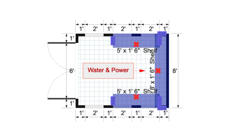 Floor plan for 8x10 Gable Greenhouse with Poly Roof