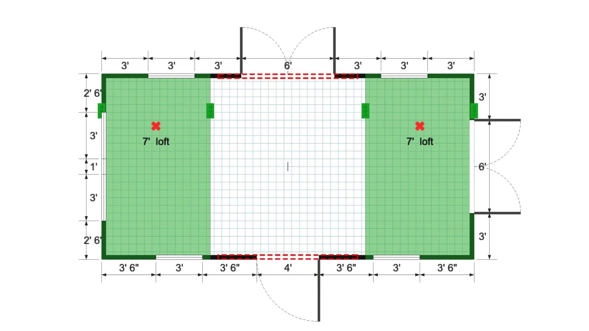 Floor plan for 12x24 Gable Shed