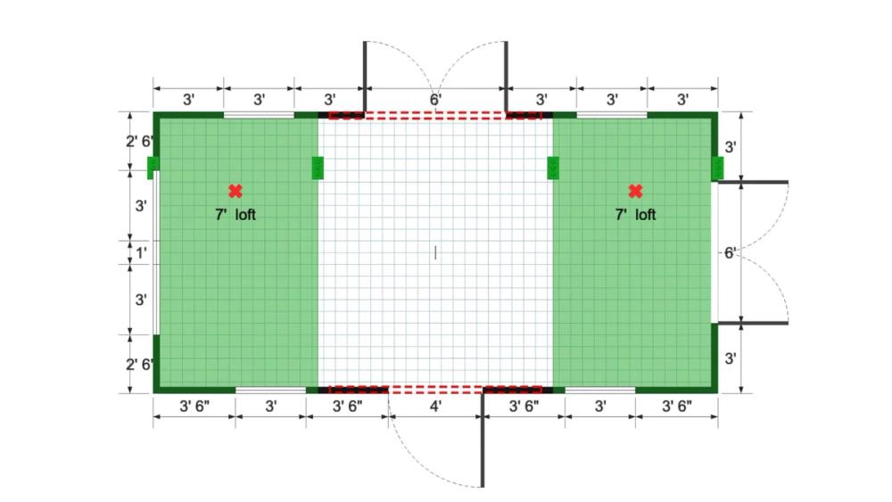 Floor plan for 12x24 Gable Shed