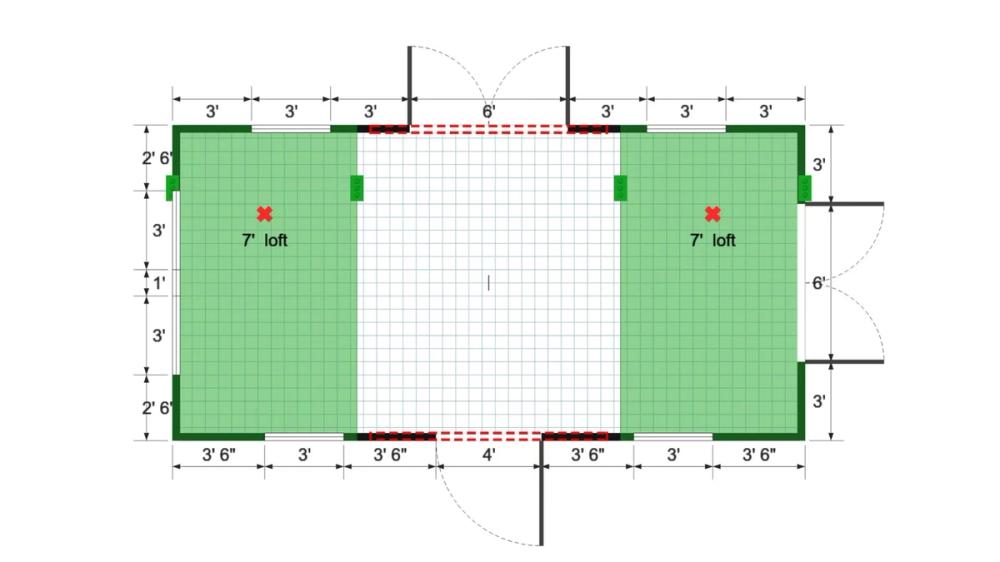 Floor plan for 12x24 Gable Shed