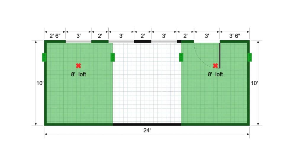 Floor plan for 10x24 Lofted Barn