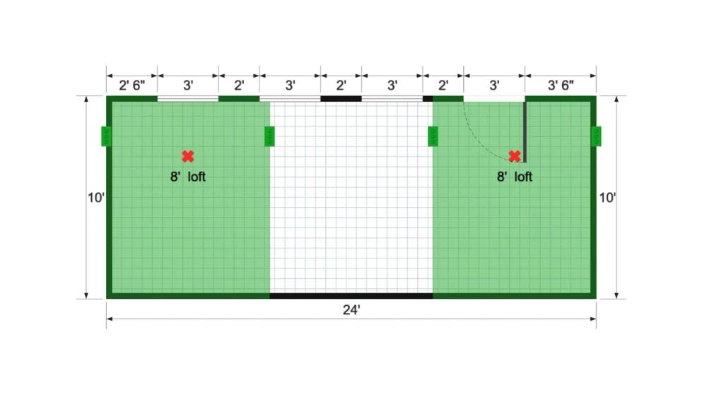 Floor plan for 10x24 Lofted Barn