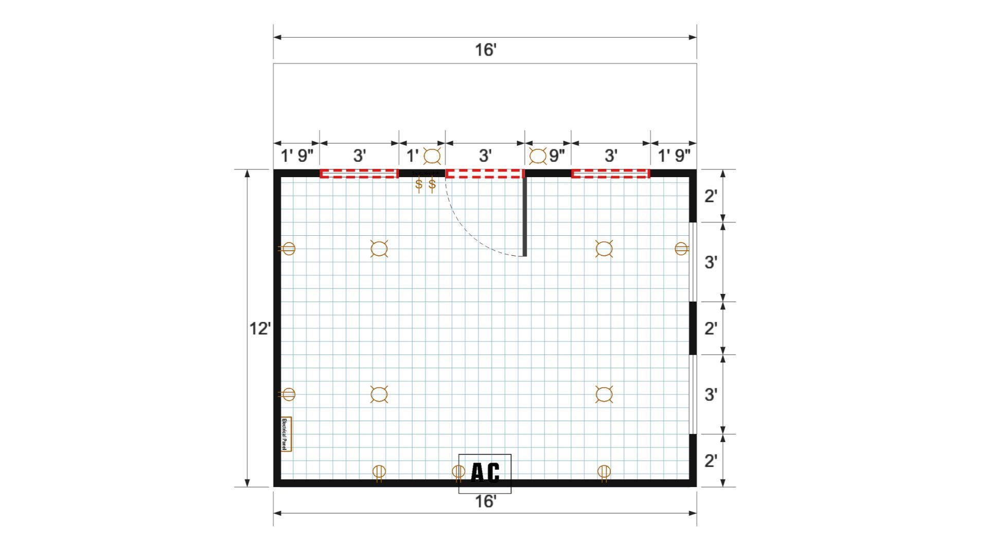 Floor plan for 16x16 Single Slope Cottage