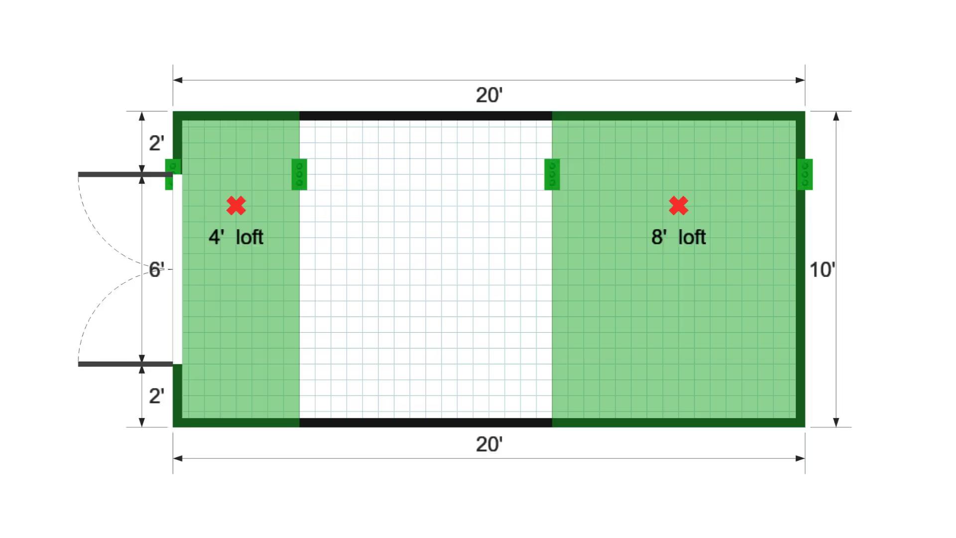 Floor plan for 10x20 Lofted Barn