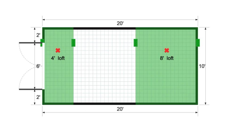 Floor plan for 10x20 Lofted Barn