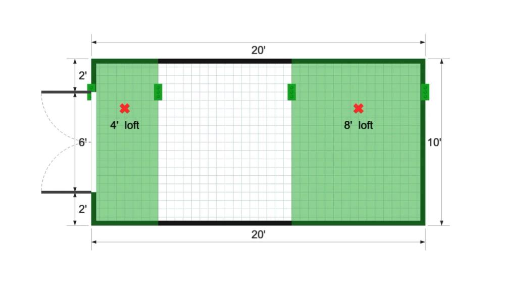 Floor plan for 10x20 Lofted Barn