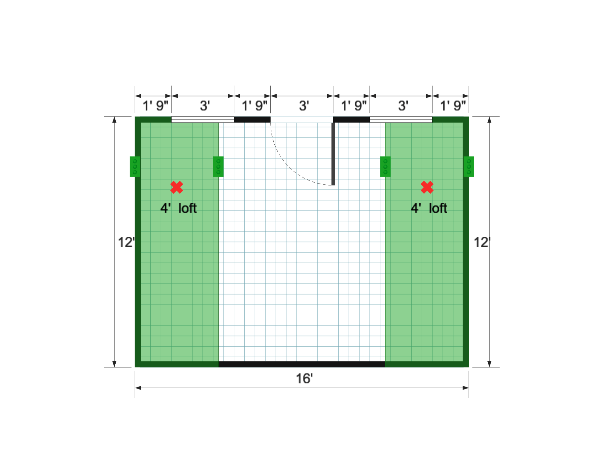 Barn Studio 12×16 floor plan