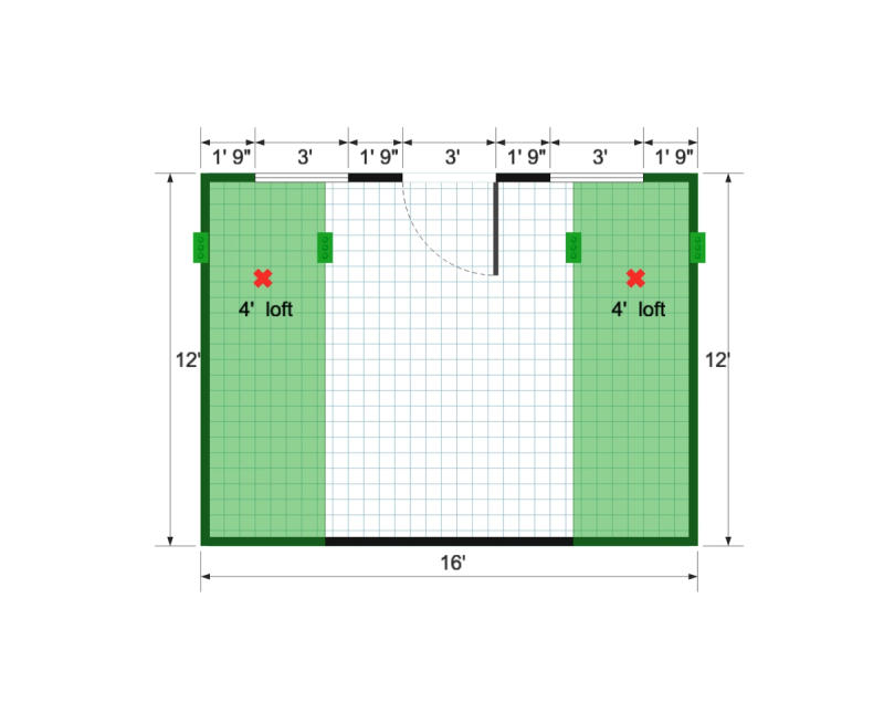Barn Studio 12×16 floor plan