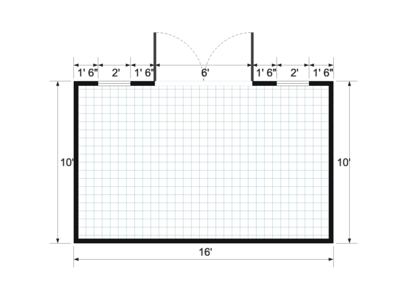 Side-entry Standard 10×16 floor plan