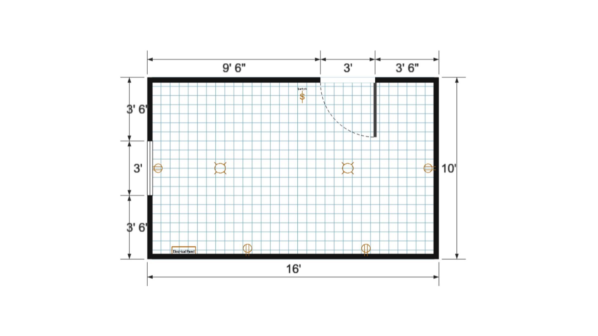 Floor plan for 10x16 Gable Shed