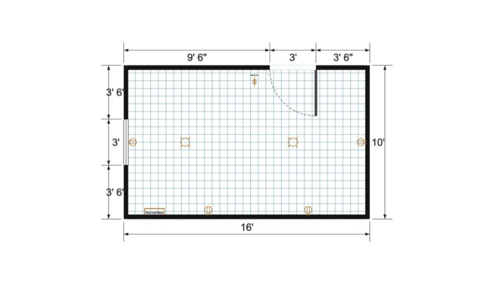 Floor plan for 10x16 Gable Shed