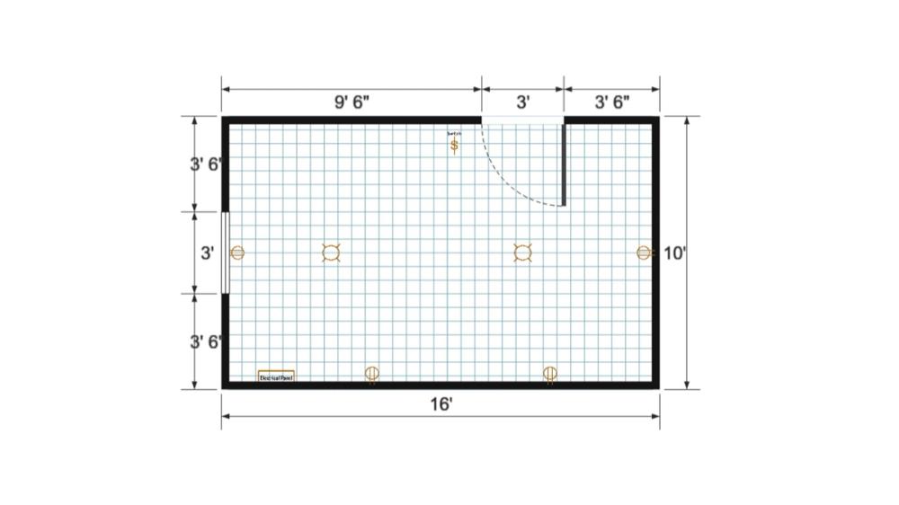 Floor plan for 10x16 Gable Shed
