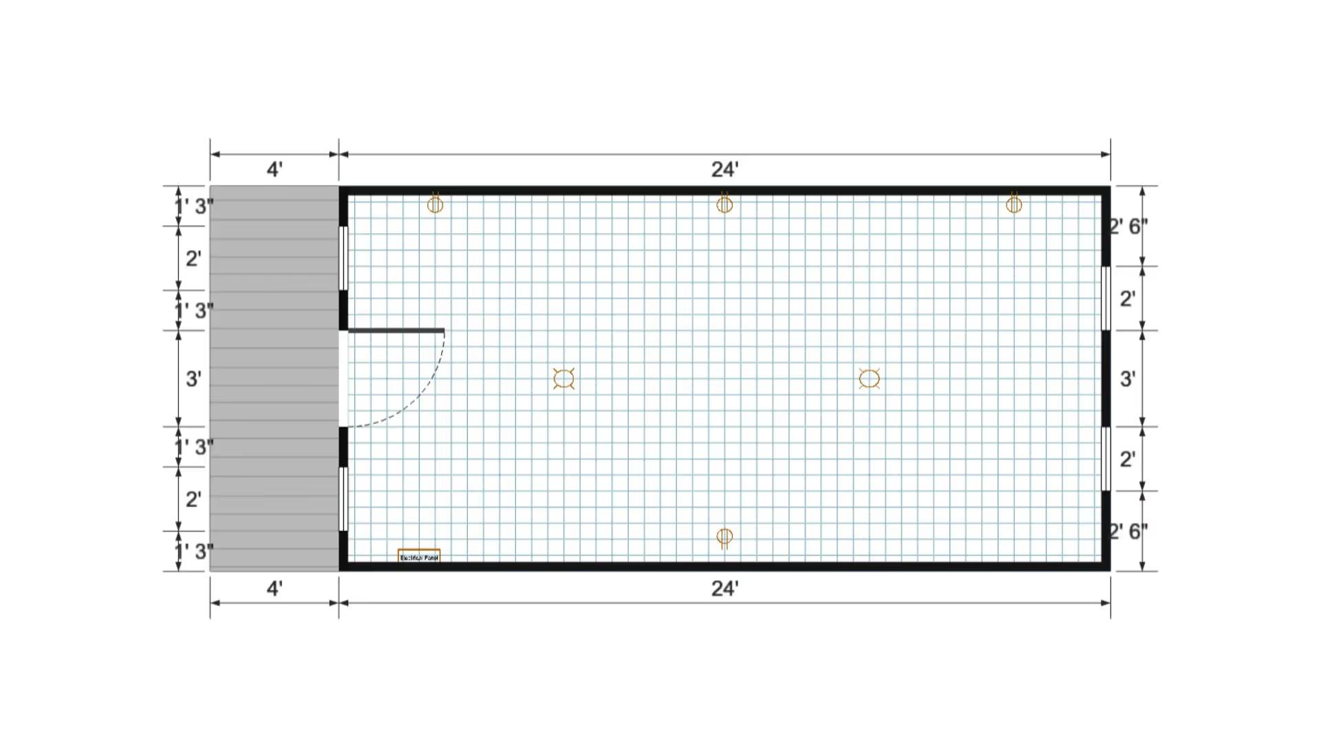Floor plan for 12x28 Gable Shed